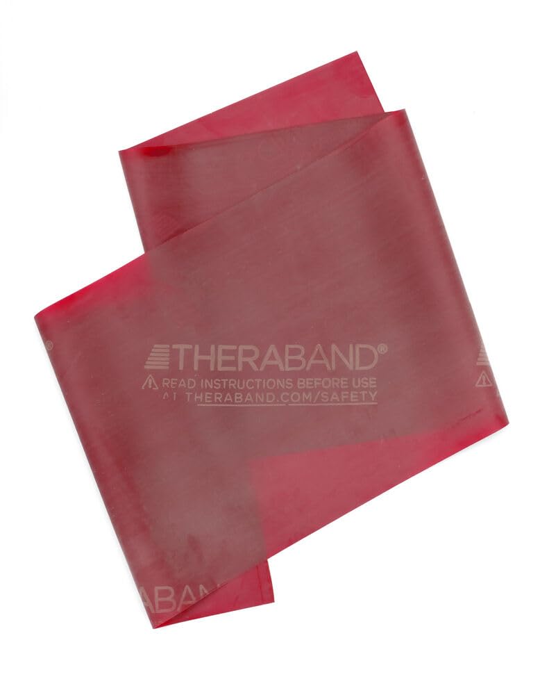 THERABAND Resistance Bands, 5 Foot, 30 Count Professional Latex Elastic Bands For Upper & Lower Body Exercise, Physical Therapy, Lower Pilates, At-Home Workouts, & Rehab, Medium Red, Level 2