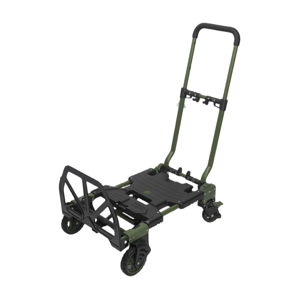 2-in-1 Black Folding Small cart, Outdoor Cargo handling Vehicle, Flatbed Trailer with a Load Capacity of 330 pounds (1, Green+Black Brake)
