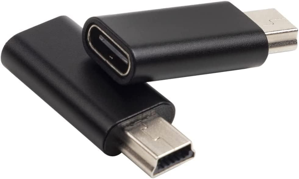 leizhan 2 Pack, 2.0 MP3 USB C to Mini USB Adapter, USB-C Female to Mini USB Male Adapter, Compatible
