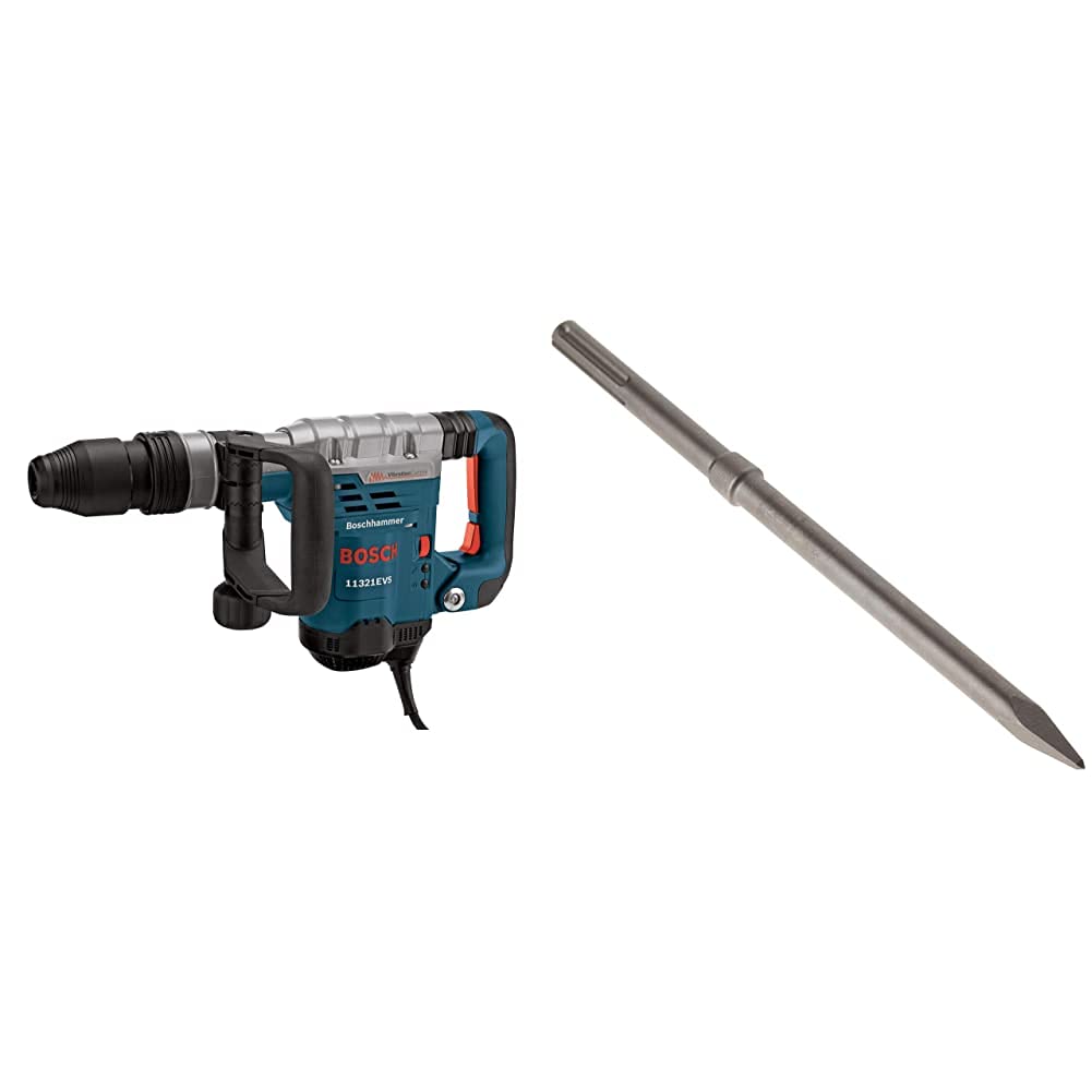 BOSCH 11321EVS Demolition Hammer + BOSCH HS1904 SDS-max 16" Rtec Bull Point Chisel Bundle