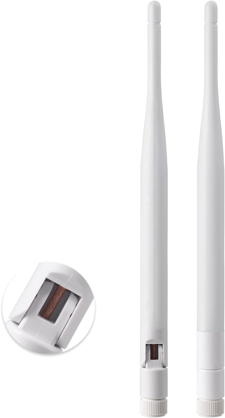 Eightwood 2.4GHz 5GHz 6dBi 2-Pack WiFi Antenna for Security Camera Surveillance DVR Recorder WiFi Router, RP-SMA