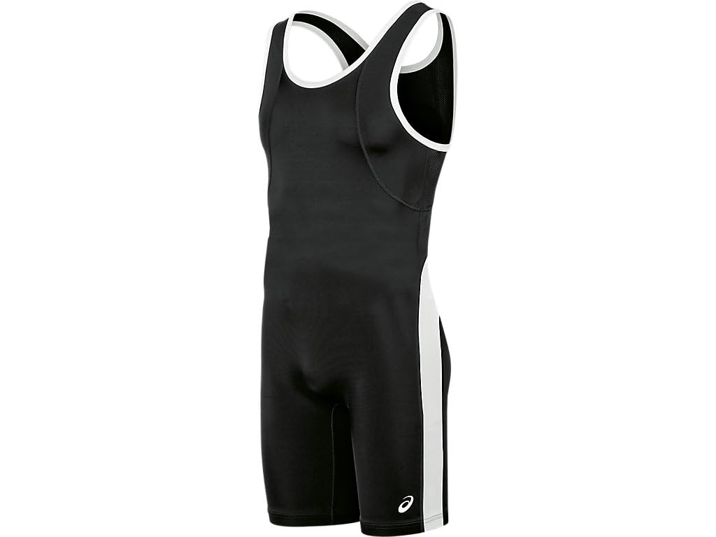 ASICS Men's T-back Performance Wrestling Singlet, Black/White, Small