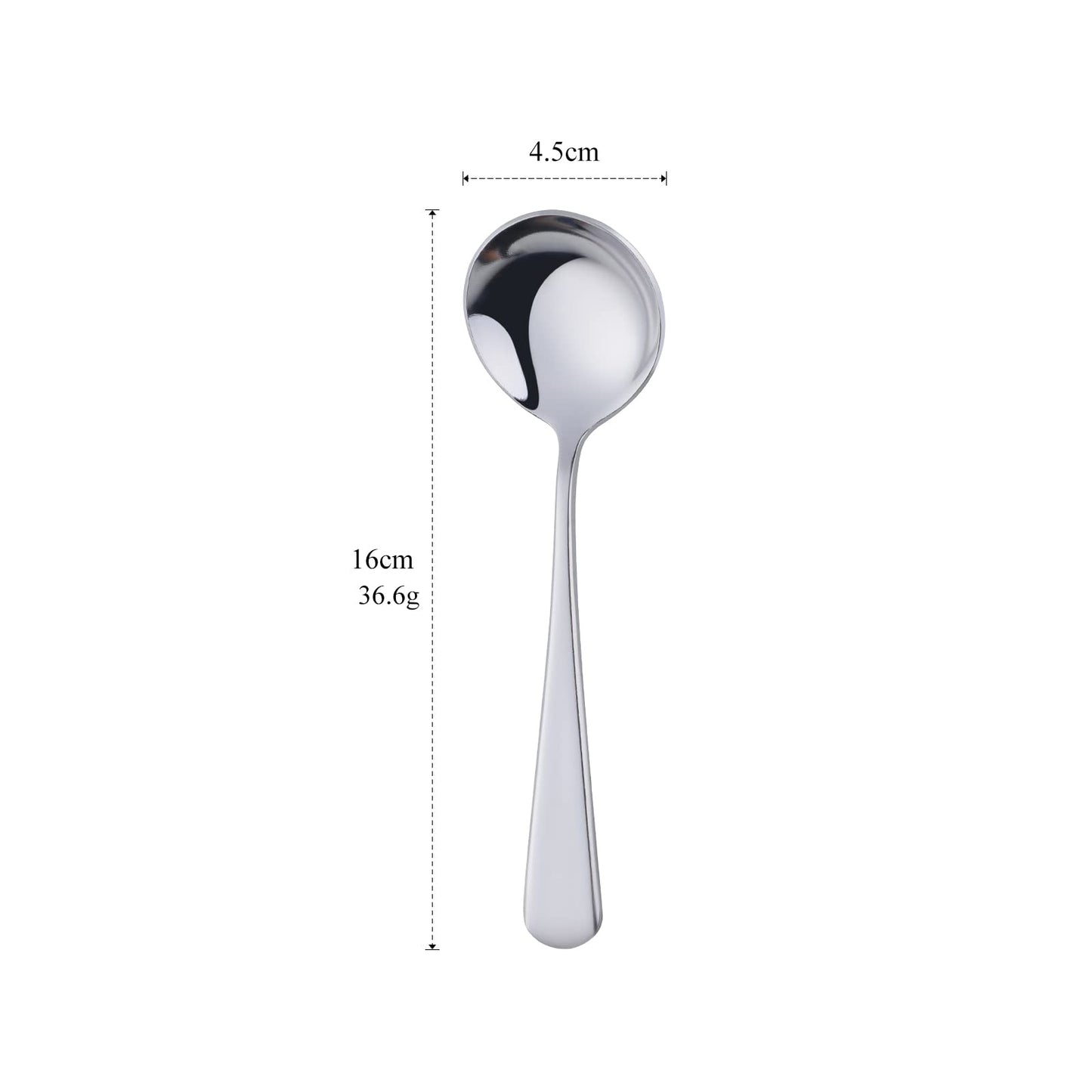 8 Piece Soup Bouillon Cereal Spoon,TEHAHA Stainless Steel Soup Spoons,6.2 Inch Round Broth Spoons,Silver