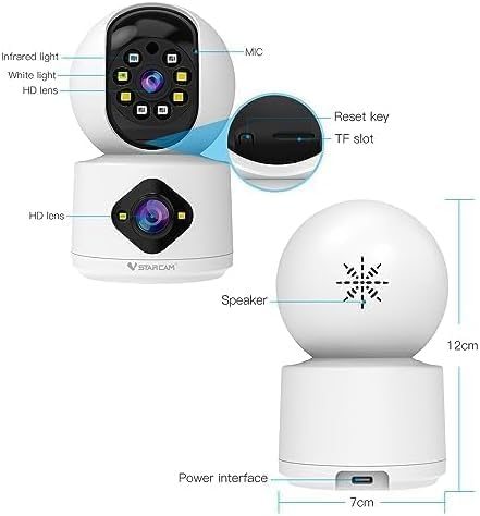 VSTARCAM 1080P Monitor,360 2-Way 005 Camera Dual-LensI, Pet Baby Security Camera Indoor with Siren & Spotlight, Motion
