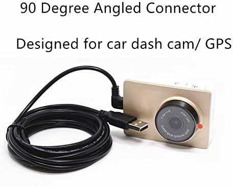 15FT 2.0 90 5pc Extra Long USB A to Micro B USB Cable Degree Right Angle Charge Cord with Wiring Clips for Car Dash Cam