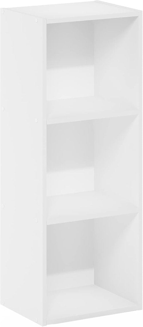 Furinno Pasir 3-Tier Bookcase - No Tool Assembly | Stylish Open Shelf Design in White