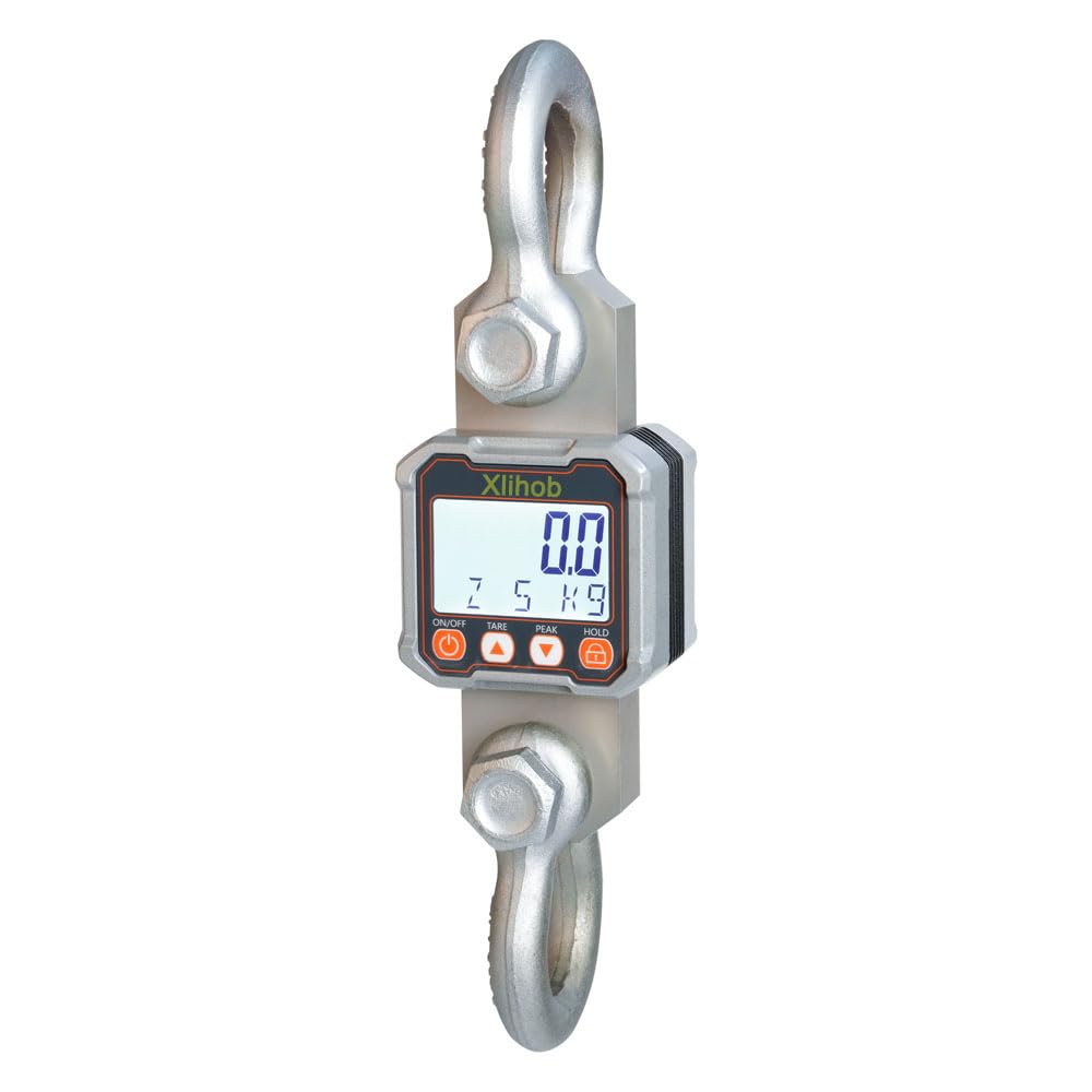 Xlihob 5T/11000lb Tension Dynamometer Force Gauge for Measure Cable/Rope Pull and Push Forces Digital Crane Hanging Scale 10000lbs
