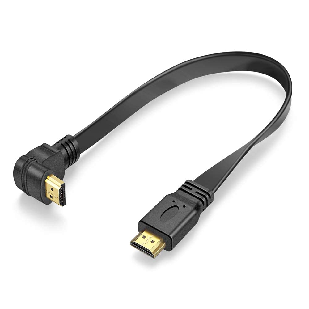 URWOOW 90 (1 Flat Slim High Speed HDMI Male to Male Extension Cable Degree Down Angle Feet) Adapter Converter Cable