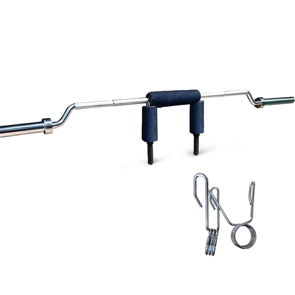 700LB Safety Squat Bar, 2" Barbell with Shoulder & Neck Pad, Removable Handles & 2 Clips, Heavy-Duty Steel, Strength Training Barbell for Gym, Powerlifting & Squats
