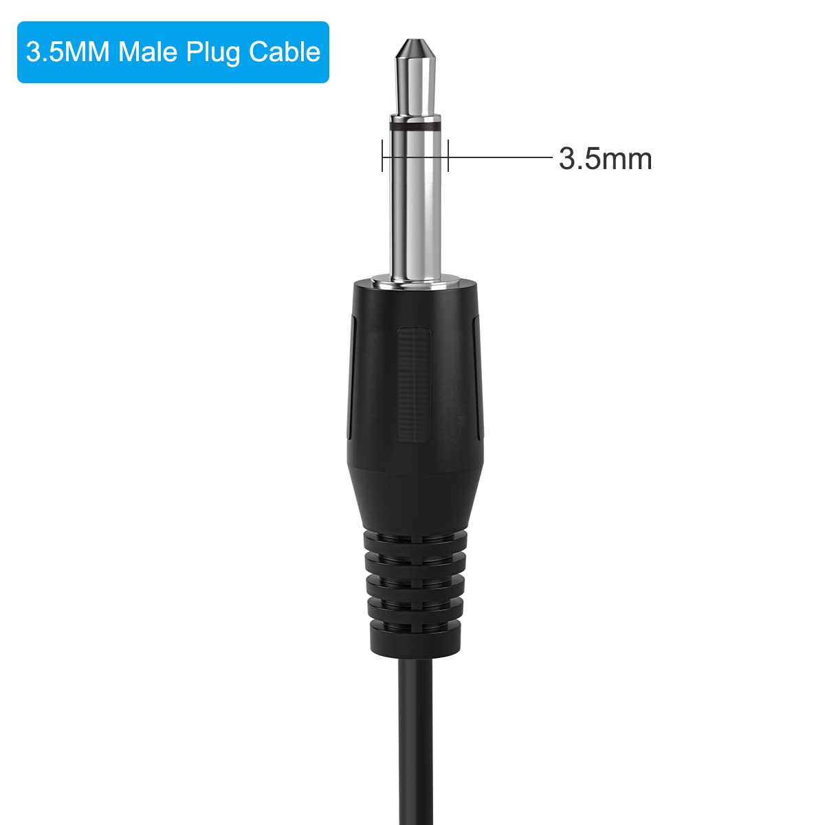SIOCEN 3.5mm 2 1/8" 3.5mm Replacement Male Jack to Bare Wire Open End TS Pole Mono Jack Plug Connector AUX Audio Cable