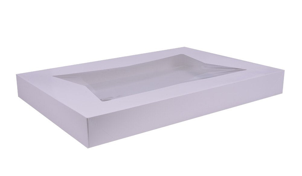 Southern Champion Tray 24253 Paperboard White Window Bakery Box Top (Bottom Sold Separately), 26-1/2" Length x 18-5/8" Width x 3" Height (Case of 50)