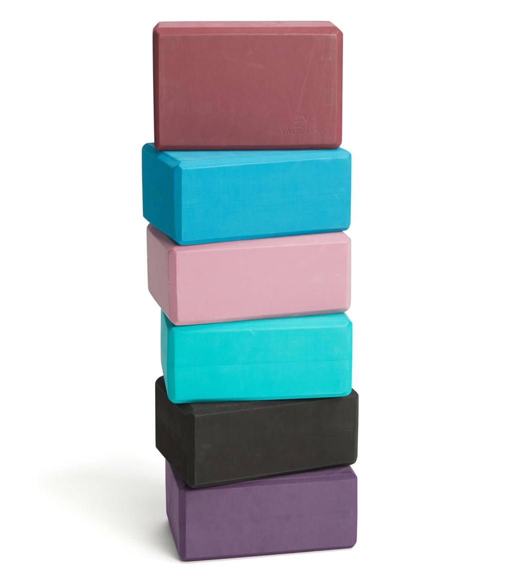 Everyday Yoga Foam Yoga Block 4 Inch - High-Density EVA Support Block for Stability, Balance & Flexibility, Lightweight, Durable & Comfortable - Black