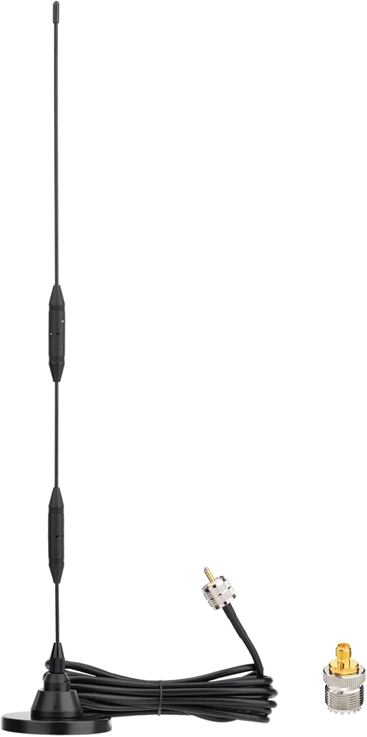 Eightwood 136-174MHz 400-480MHz PL259 SO239 Car Mobile Ham Radio Antenna High Gain Dual Band VHF UHF Male Antennae