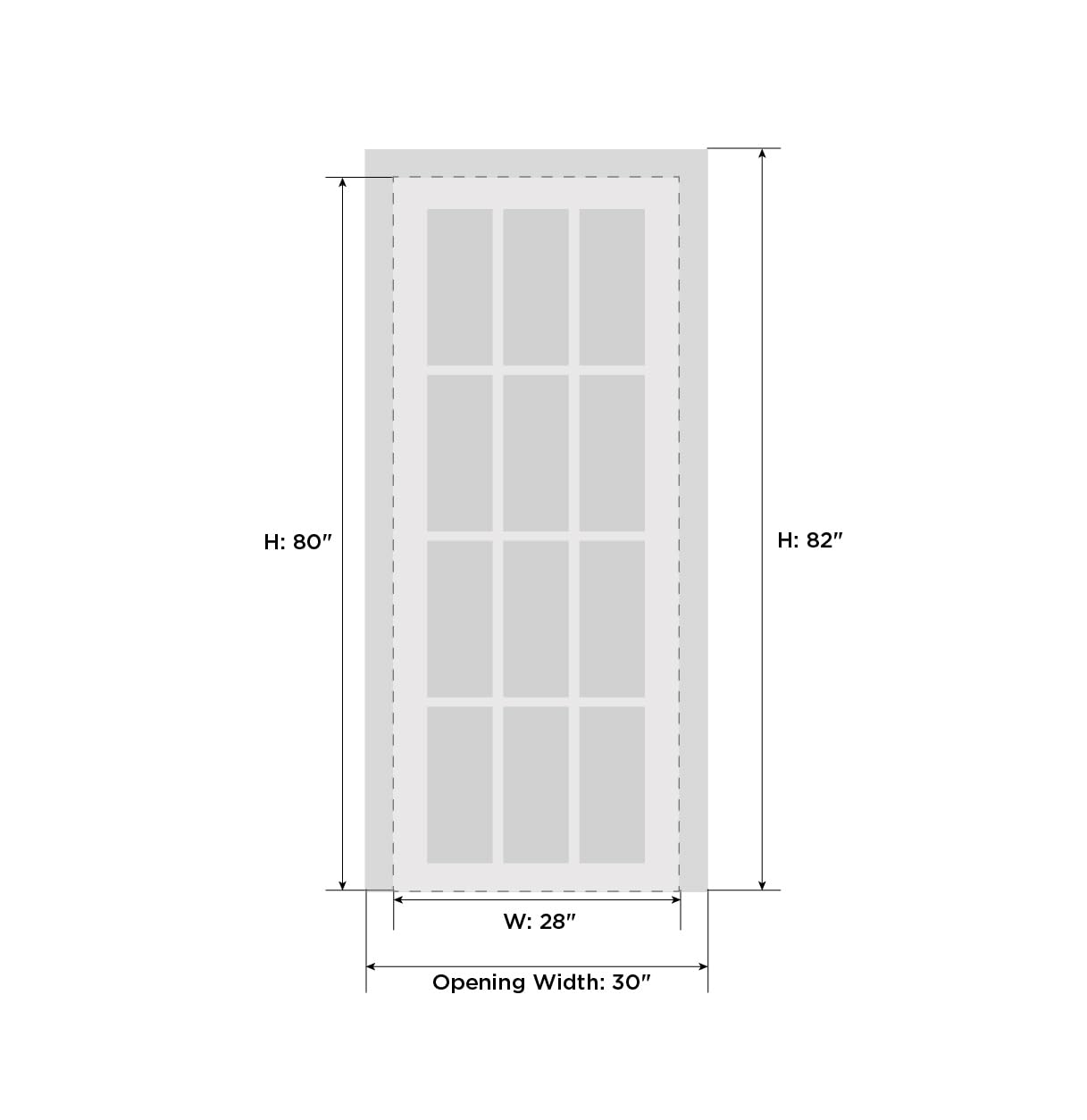 Sartodoors Quadro 4113 | 28 x 80 | Black Matte Interior Single Swing Door with Frosted Glass | Solid MDF Door in Modern French Style | Hardware Included