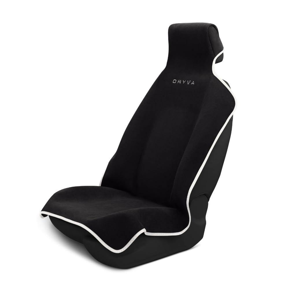 DryvaSeat - Premium Microfiber Towel Car Seat Cover - Waterproof & Sweatproof - Universal Fit, Machine Washable, Non-Slip - Seat Protector for Car, Truck, SUV, Van (Black, 1 Pack)