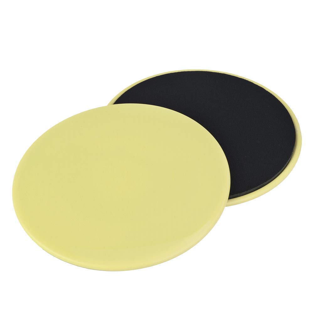 Core Sliders Exercise Discs, 2-Pack Yellow Fitness Sliders for Home Gym, Yoga, Pilates, Full Body Workout on Wood, Carpet, Tile