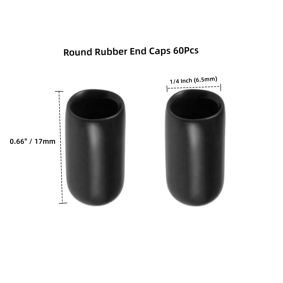 QLXHBOT Vinyl Flexible End Caps, Round Rubber End Caps, Black Bolt Screw Thread Protector Safety Cover 1/4"(6.5mm) 60pcs