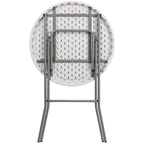 Flash Furniture Elon 32' Round Folding Bar Height Table for Parties and Commercial Events, Indoor/Outdoor Plastic Tall Round Table, White