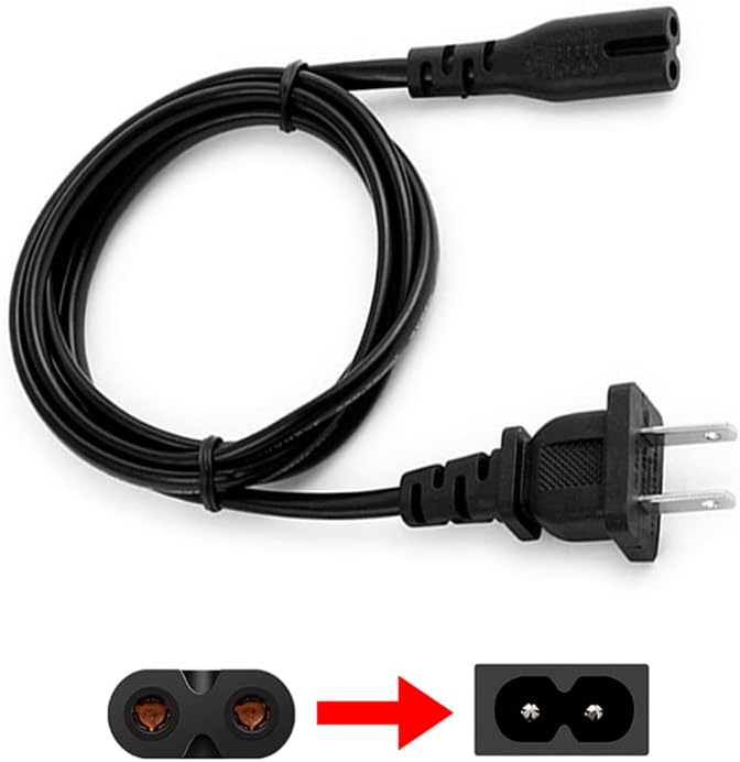 LORDTRONICS 2 C8 5ft 2-Slot PS4 PS5 AC Prong Power Cord Standard for TV Speaker Monitor Xbox Wall Power Cable