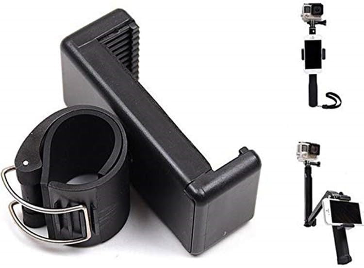 ThtRht 2 Pack 2nd Selfie Stick Mount Phone Holder Clip Clamp Pole Phone Mount for Gopro Extension Pole Selfie Stick