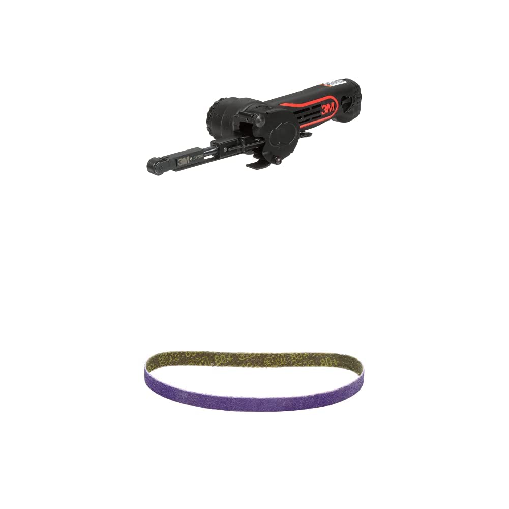 3M File Belt Sander Mini 33573, 13 in, File Sander for Cutting and Grinding & 3M Cubitron II File Belt, 33439, 60+ Grit, 3/8 in x 13 in, Pack of 10 File Belts, Resin Bonded, Spot Weld Removal
