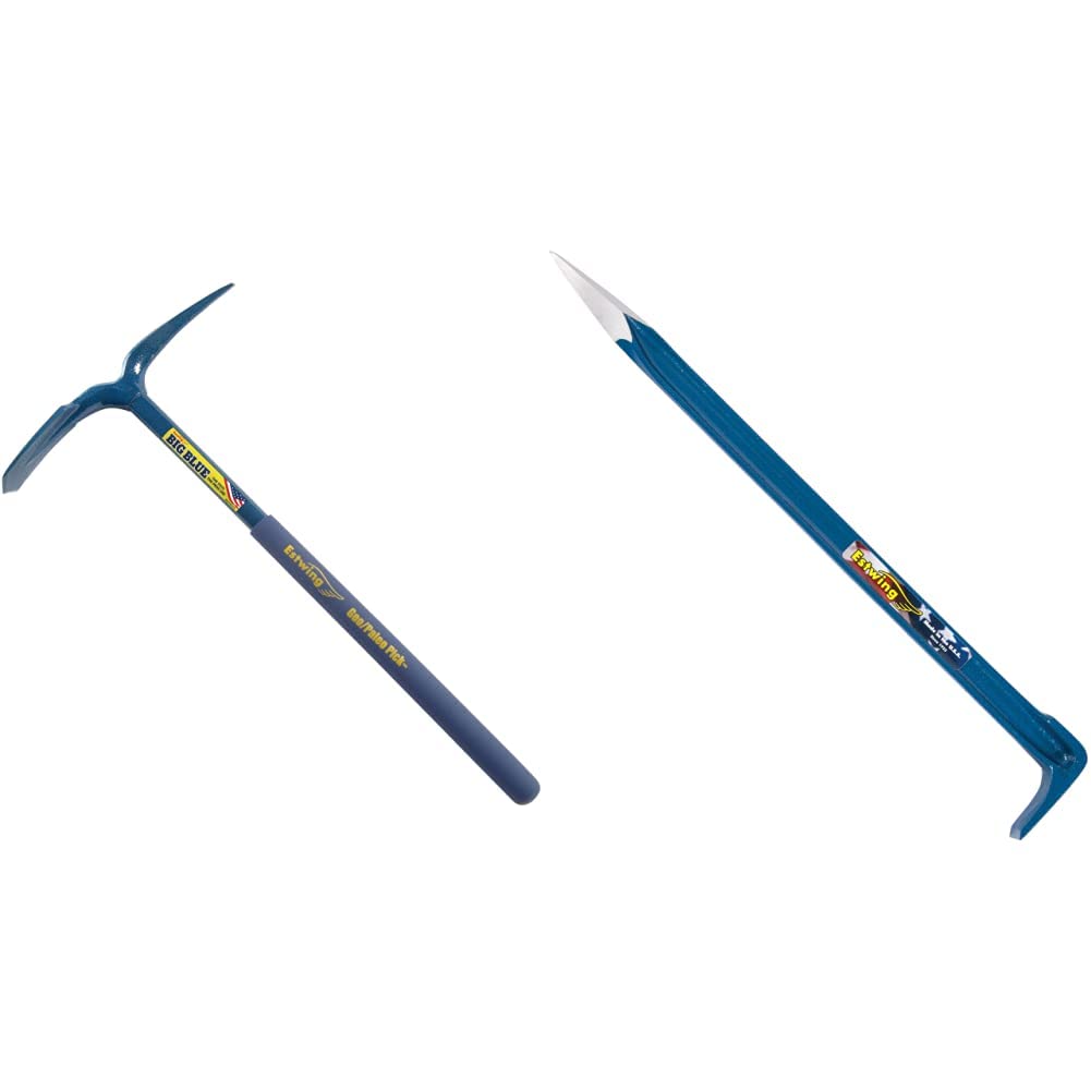 Estwing Geo/Paleo Rock Pick - 25" Geologist Tool with All Steel Construction & Vinyl Cushion Grip - GP100, Blue and Estwing - GP18 Gad Pry Bar - 18" Forged Geological Tool with Pointed Tip & Chisel End - GP-18, Metal