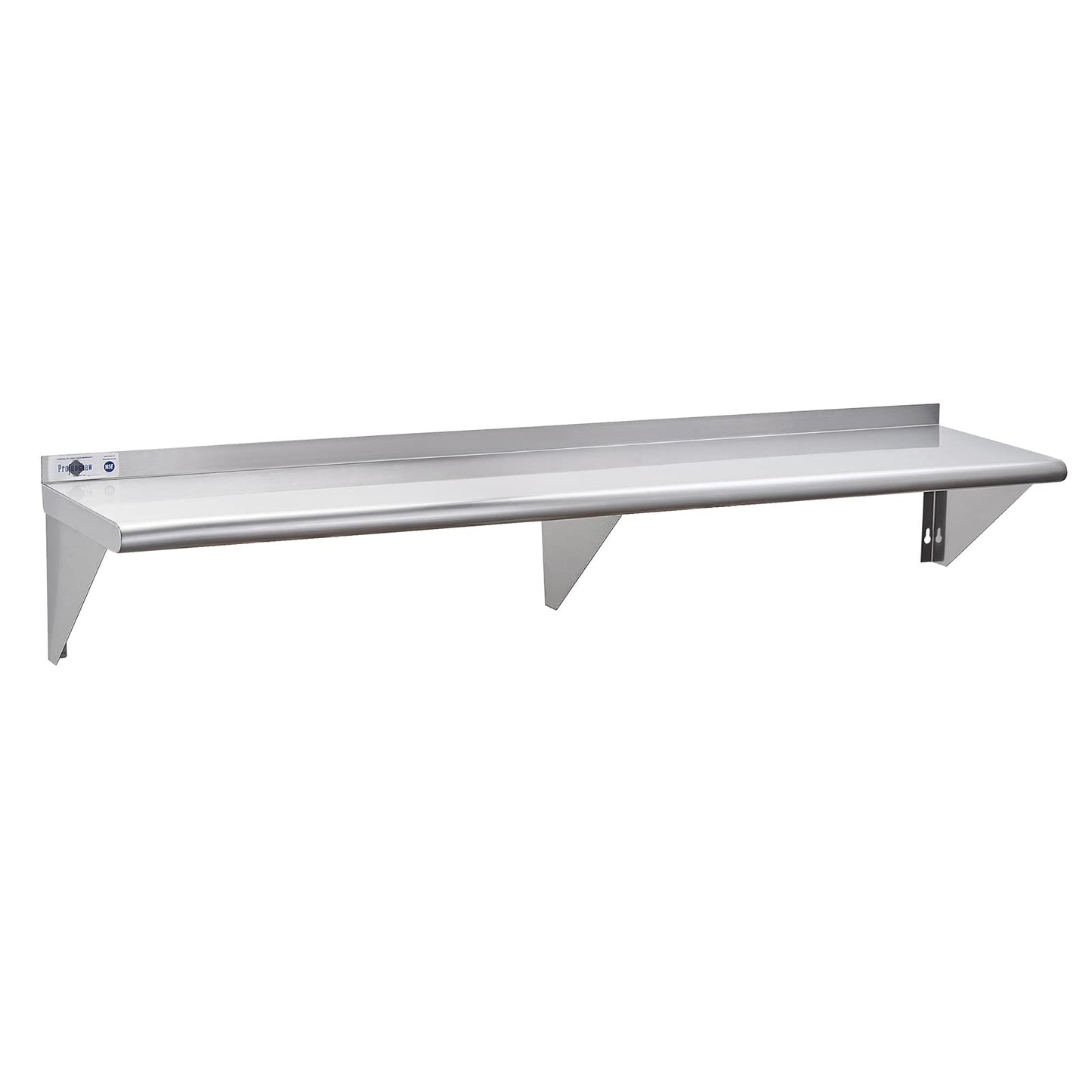 Profeeshaw NSF Stainless Steel Shelf 14” x 72”, 450 lb Commercial Shelves Wall Mounted Metal Shelving with Backsplash and 2 Brackets for Restaurant, Bar, Utility Room, Kitchen and Garage