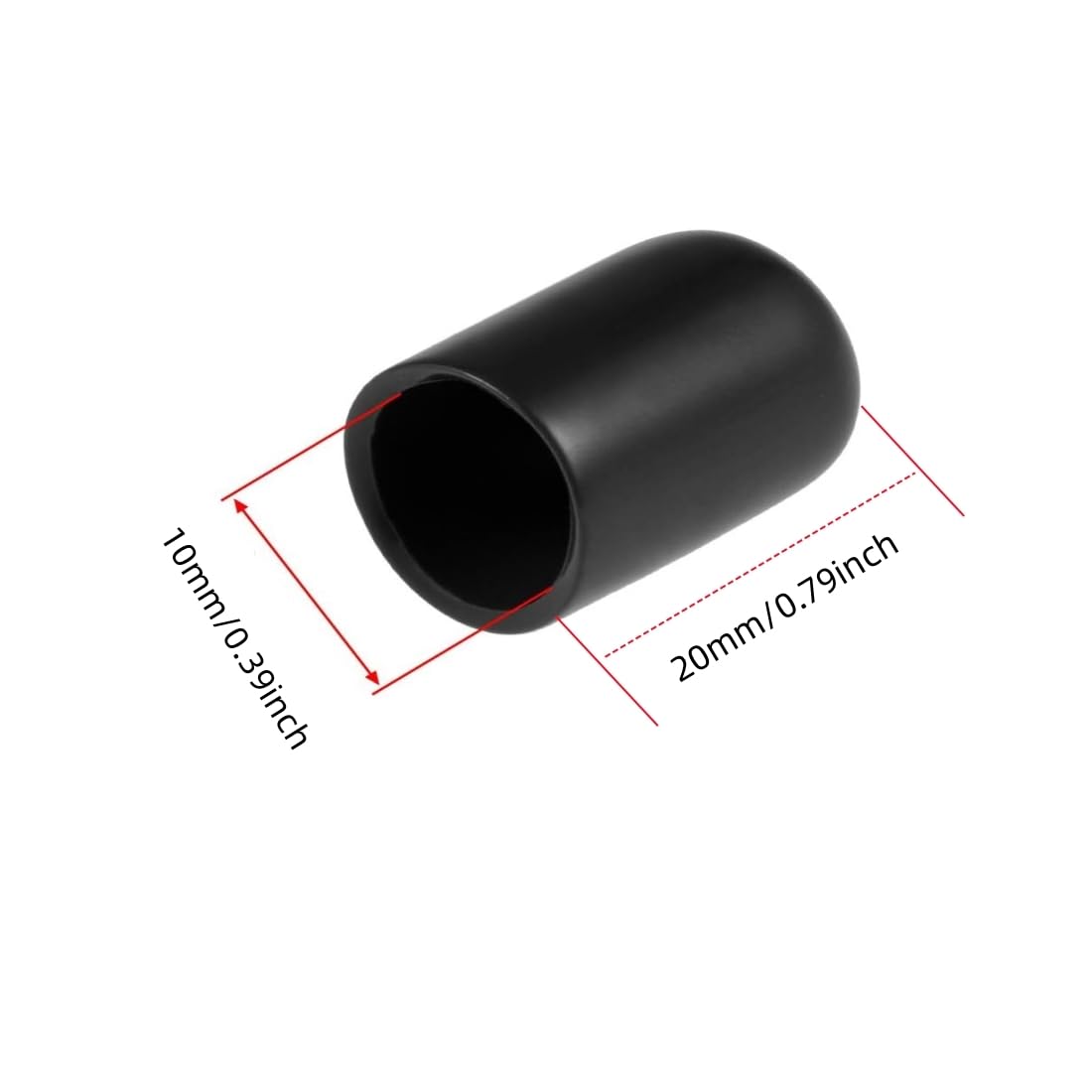 QLXHBOT Round Rubber End Caps 100 Pcs 3/8" (10mm) ID Vinyl Flexible Screw Thread Protectors Black Bolt End Caps for Metal Tubing Rod Bolt