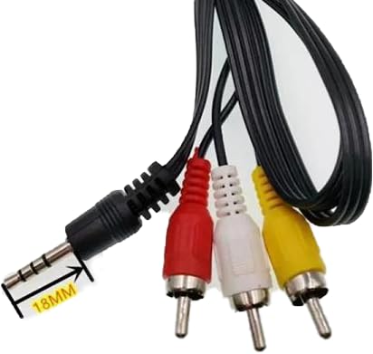 KKPOERT 3.5mm 1/8 inch 3 MP3 (5FT) Replacement to RCA Portable Video Camera AV Audio and Video Output Cable, TRRS