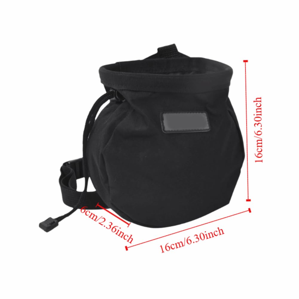 Chalk Bag with Adjustable Waist Belt – Durable Oxford Cloth Climbing Chalk Pouch for Rock Climbing, Gymnastics & Fitness Training (Black, 16x16x6cm)‌