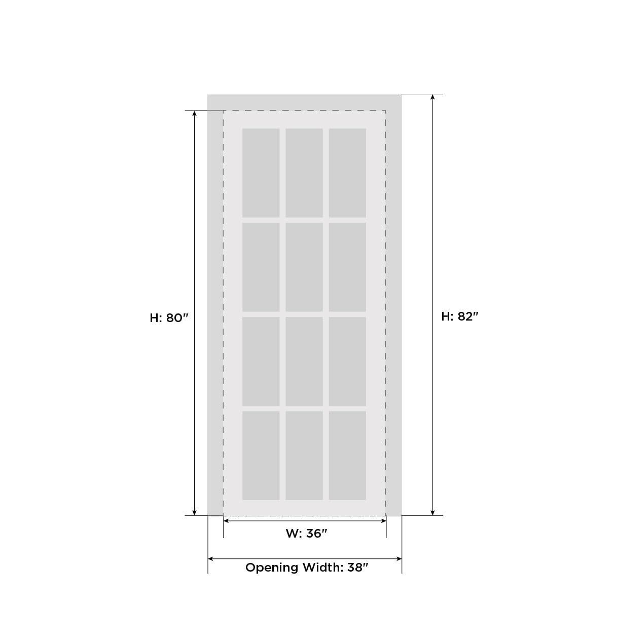 SARTODOORS Interior Door 36 x 80 inches | Base 7801 White | Single Regular Panel Frame Handle | Bathroom Bedroom Doors