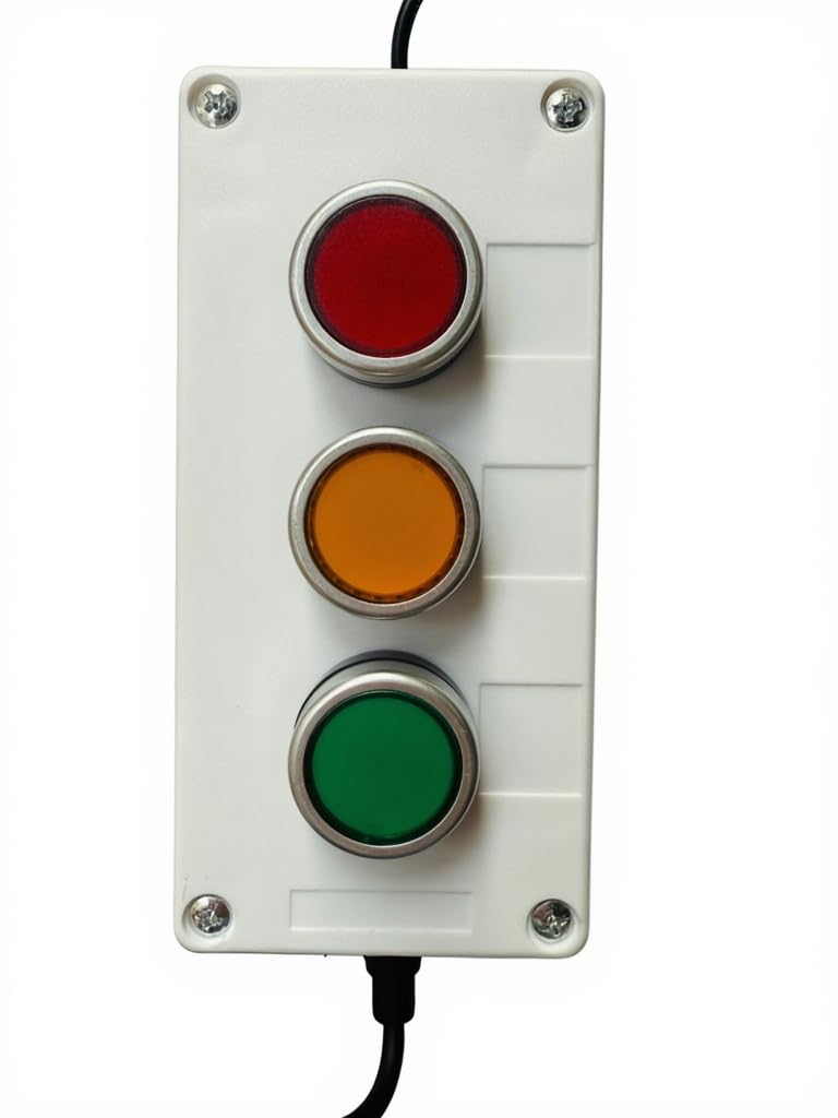 LED Tower Lights 3 Stack Super Bright Red/Yellow/Green Signal Lamp ON/Off Switch Industrial Adapter,16 ft Extension Cord，US Plug