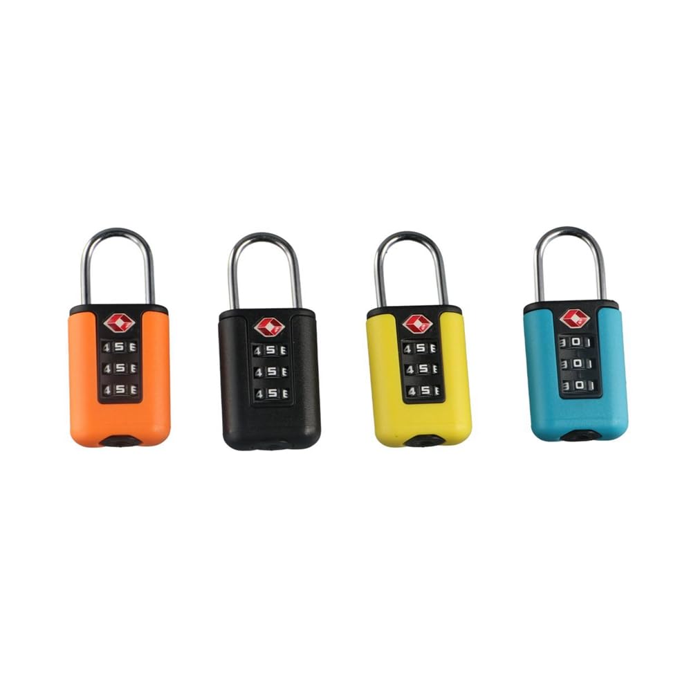 Vctitil 4pcs TSA Customs Code Lock 3-Digit Waterproof Anti-Theft Security Code Lock Convenient Suitcase Luggage Lock(Yellow/Blue/Black/Orange)