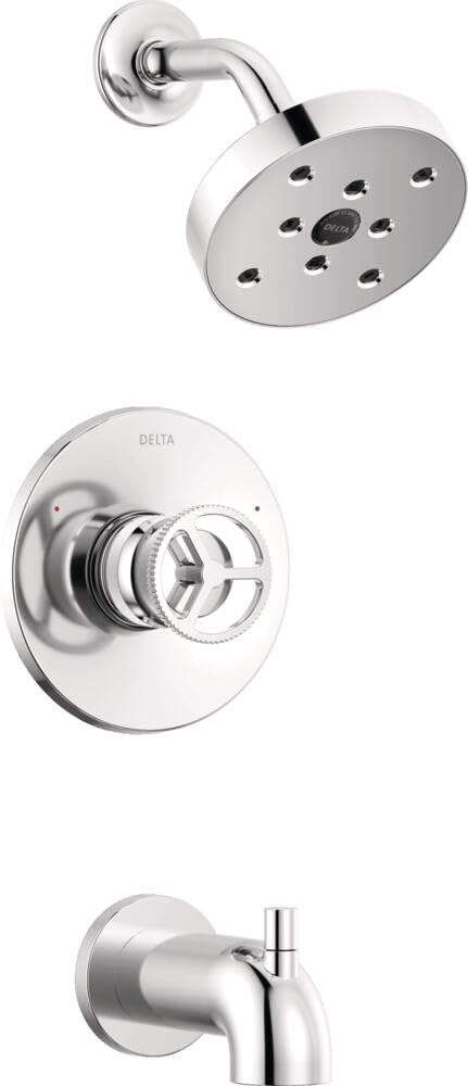 Delta Trinsic 14 Series H2Okinetic Bathtub and Shower Faucet Set, Chrome Shower Head and Handle Set, Valve Trim Kit, Chrome T14458 (Valve Not Included)