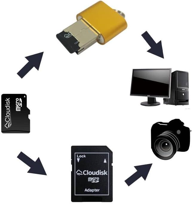 Cloudisk Pack 10 1GB C4 (1GB) of Micro SD Card Flash Memory Card with SD Adapter, Card Reader