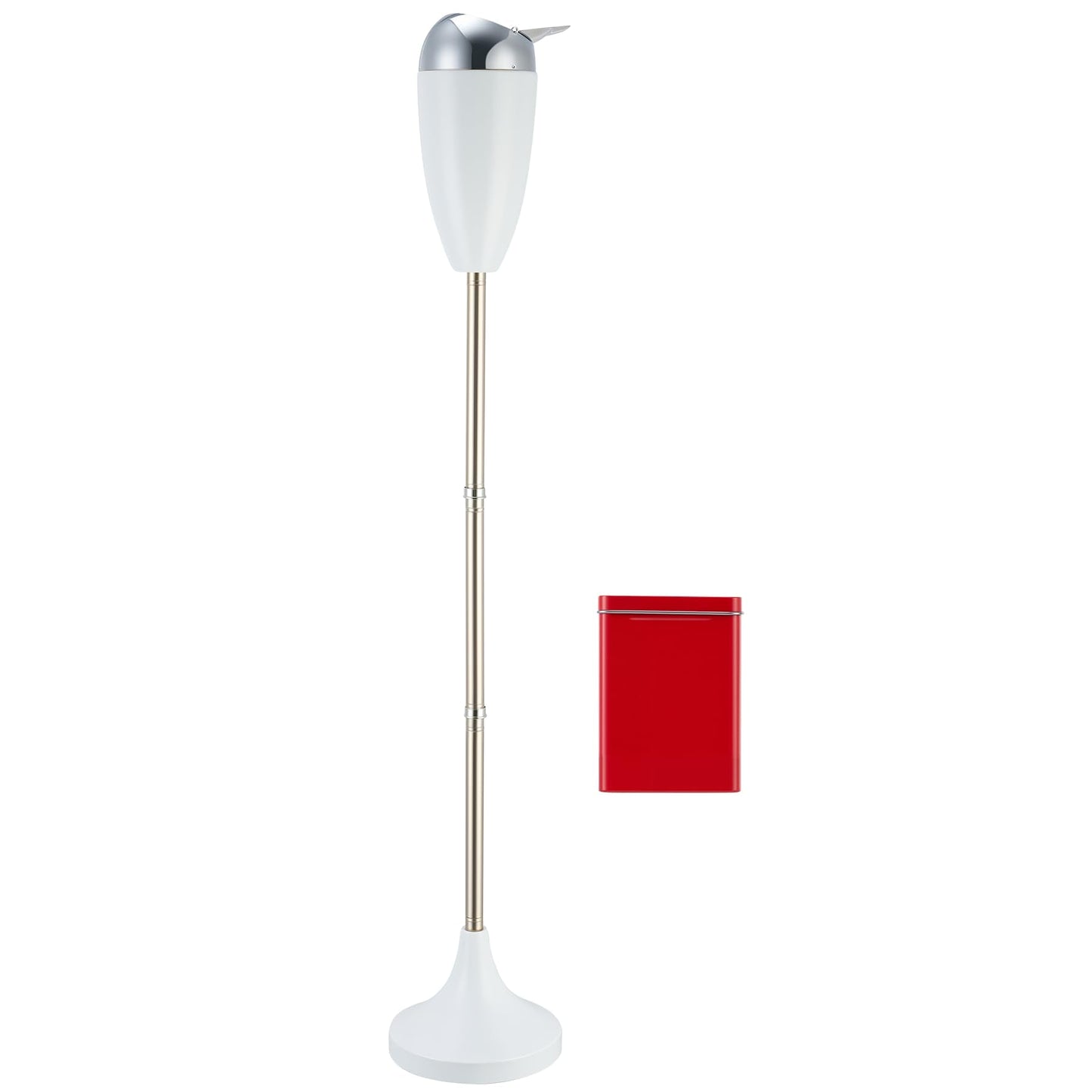 CO-Z Adjustable Floor Standing Ash Tray, Smokeless Outdoor Ashtray with Lid for Home Patio Cigarettes Ash Butt Disposal, Stainless Steel Windproof Stand Ashtray in 20", 27.5", 35" Heights, White