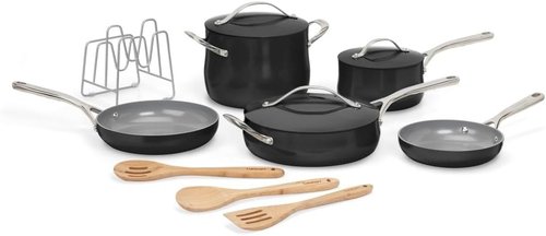 Cuisinart 12-Piece Nonstick Ceramic Cookware Set - Even Heat Cooking, Dishwasher Safe, Black