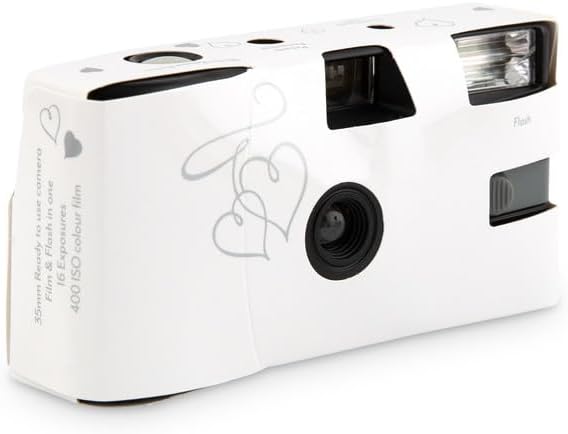 WEDDINGSTAR 35mm Disposable Camera with Flash - Single Use Film Camera for Wedding or Party Favors - Silver Enchanted