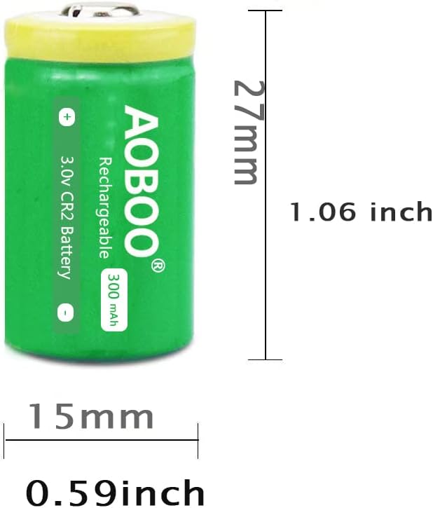 AOBOO Cr2 3V 4pcs 300mah, Rechargeable Batteries Compatible with Switching Robots, Rangefinders, Door Sensors, Film