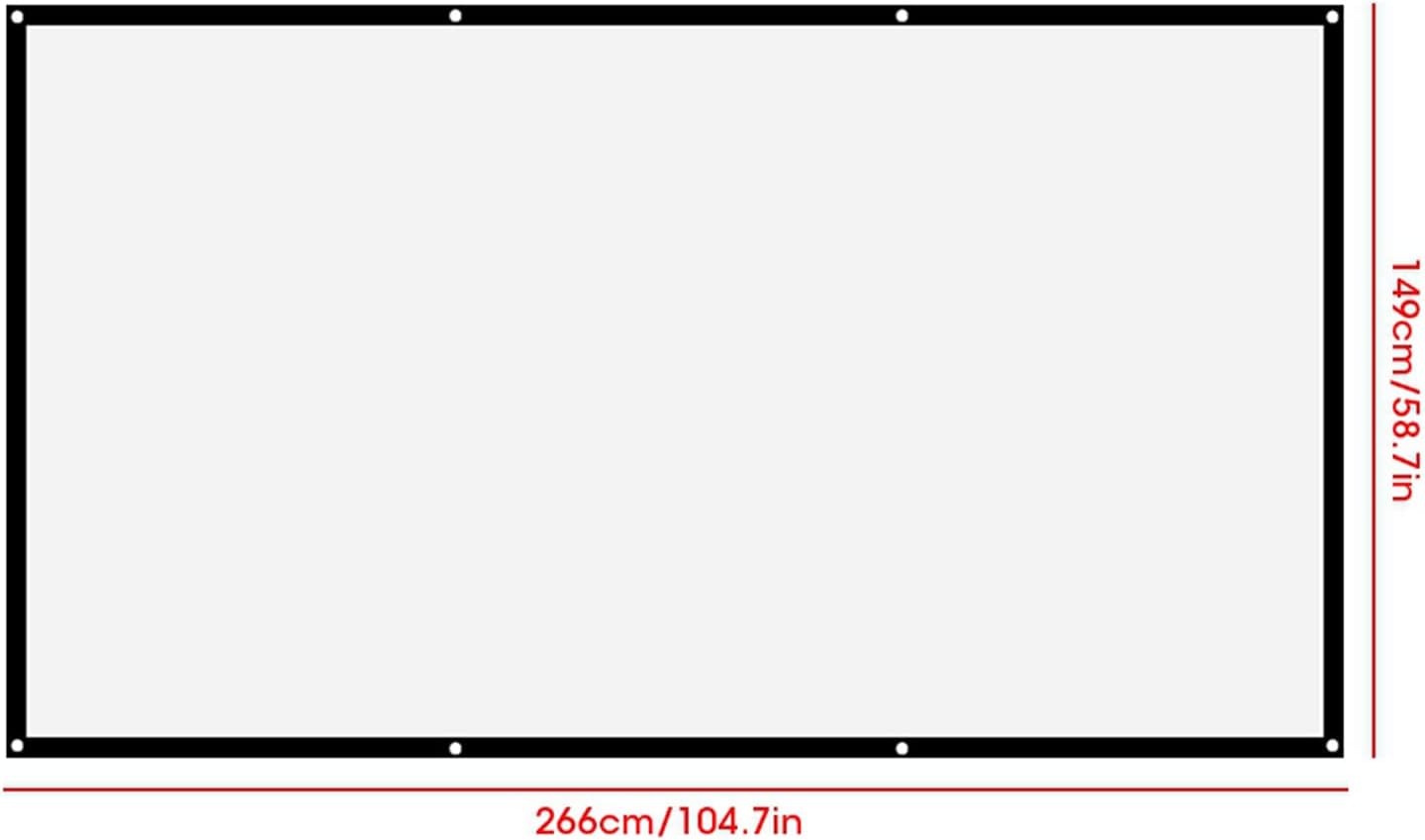 Tbest 120 Inches 16:9 Screen(120 inches) Leinwand Beamer Folie,Projector Screen Thicken Portable Non Crease Soft White