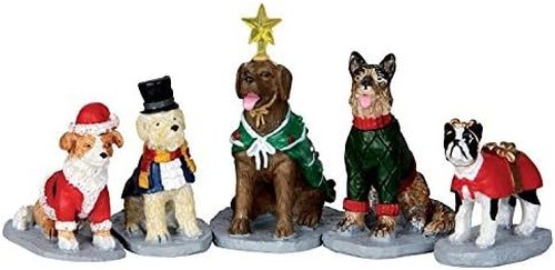 Lemax Village Collection Costumed Canines - Set of 5 Adorable Figurines for Holiday Decor