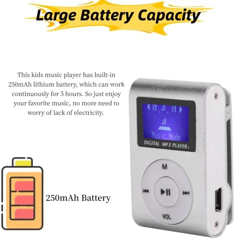 Liccx Mp3 MP3 32GB(Silver) Player, Music Player with Headphone and USB Cable, Back Clip Lossless Sound Music Player