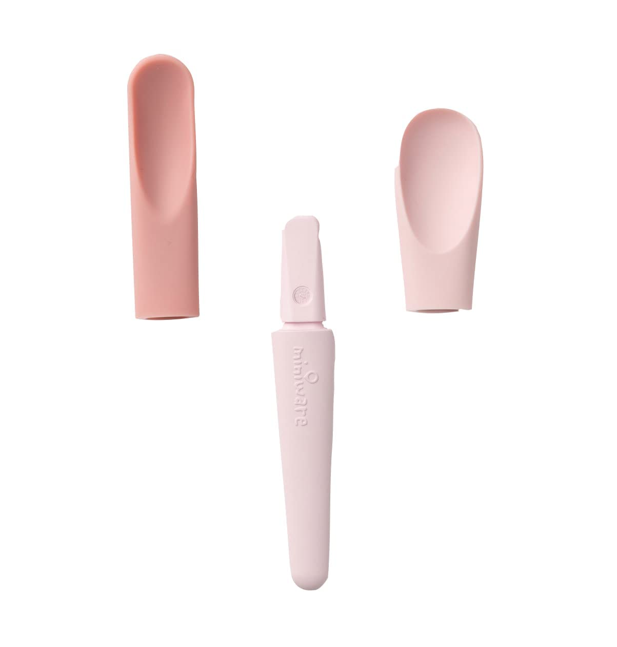 Miniware Pre2Pro Silicone Spoon for Baby Toddler Kids | 2in1 Spoon Grows from Baby Food to Self Feeding | 100% Food Grade Silicone | BPA Free | Modern & Durable | Dishwasher Safe (Pink Antioxidant)