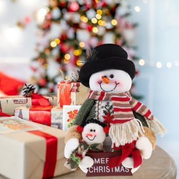 Skiennix Plush Snowman Tabletop Decoration - 10.22" X 6.48" Winter Ornament for Holiday Home Decor