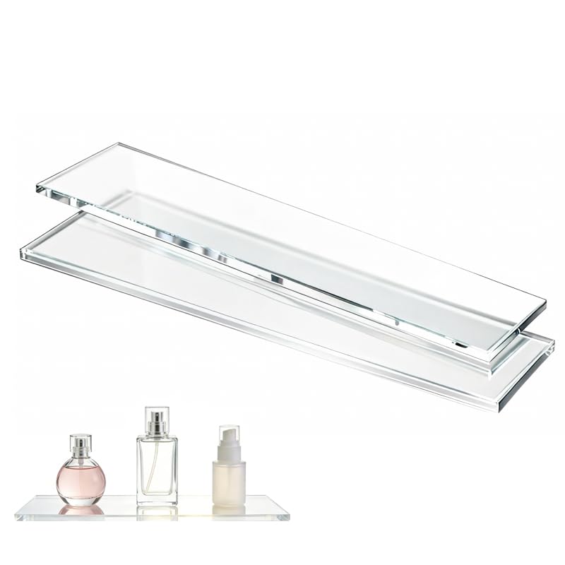 Yunguzi 2 PCS 13 Inch Acrylic Medicine Cabinet Shelves – Clear Replacement Cabinet Shelf for Bathroom, Kitchen, Living Room, Wall-Mounted & Hanging Cabinets