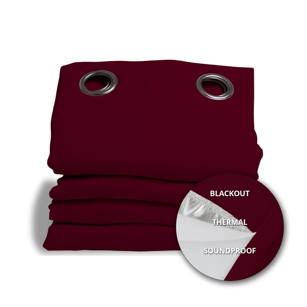 Moondream DecibelControl™ 3-in-1 Soundproof Curtain | Noise Reduction | Thermal Insulation | 100% Blackout | Patented Technology | Made in Europe | Grommet | 55" W x 95" L | Red - Garnet MC330