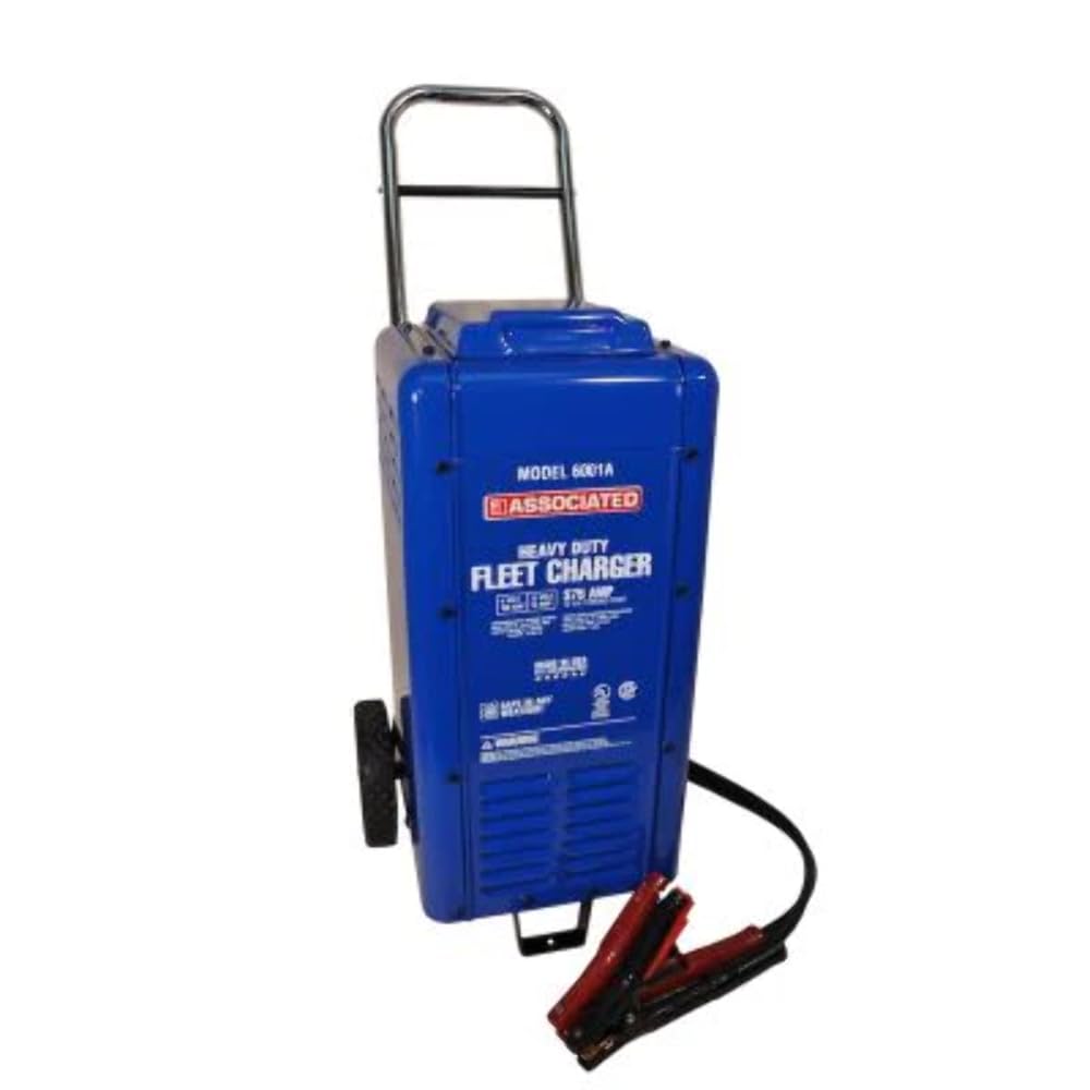 Associated Equipment 6001A 6/12V 100/75 Amp Continuous Charge 375 Amp Cranking Assist Charger with Wheels