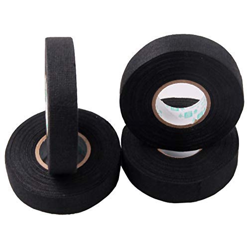 Ergonflow (19MM 25M)(2 Automotive Wiring Harness Cloth Tape High Temp Wire Harness Wrapping Tape, Black Adhesive Fabric