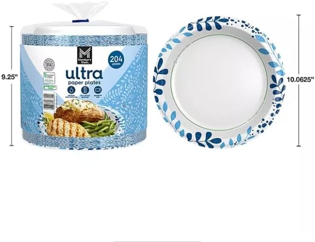 Ultra Dinner Paper Plates - 10 Inch Size | 204 Count for Convenient Dining Solutions