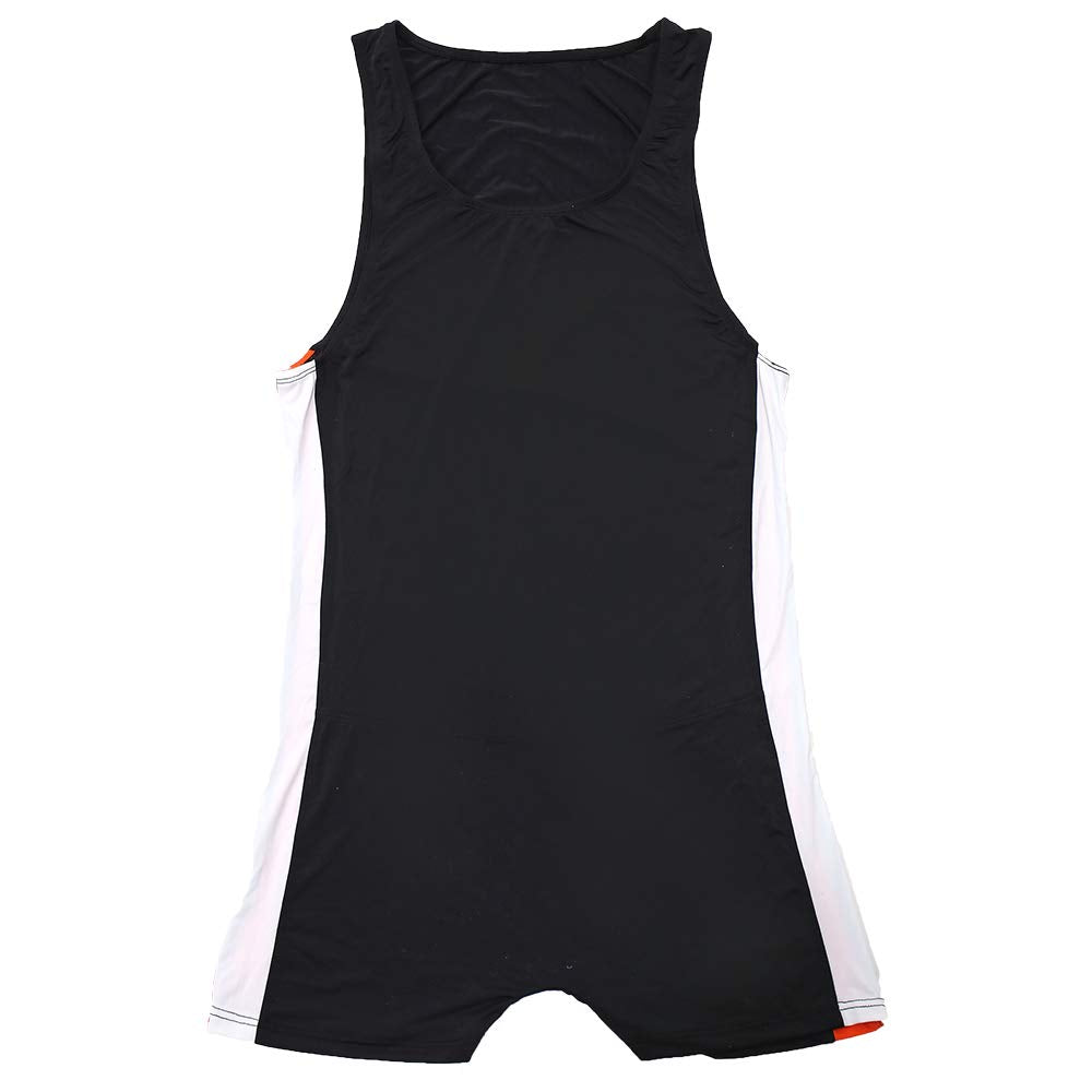 SPNSSTCR Men Bodysuit Sports Gym Athletic Supporters Undershirts Boxers Wrestling Singlets Jumpsuits Leotard (Black, Medium)
